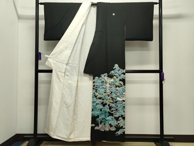 平和屋着物●本加賀友禅作家 池田裕 黒留袖 飛鶴枝松花文 正絹 逸品 CABI0412gh