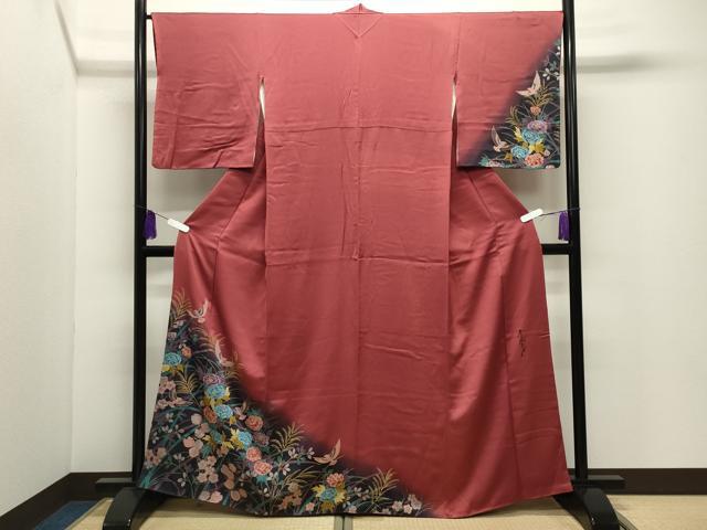 平和屋着物●染色作家 斉藤三才 訪問着 三才鳥 暈し染め 金彩 正絹 逸品 CABI0415gh