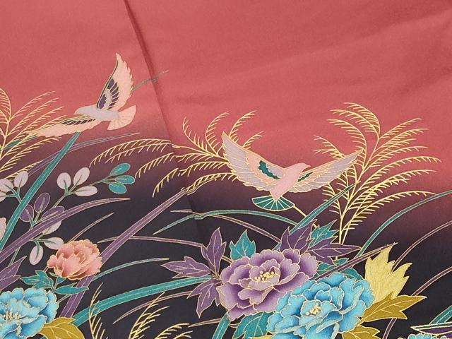 平和屋着物●染色作家 斉藤三才 訪問着 三才鳥 暈し染め 金彩 正絹 逸品 CABI0415gh