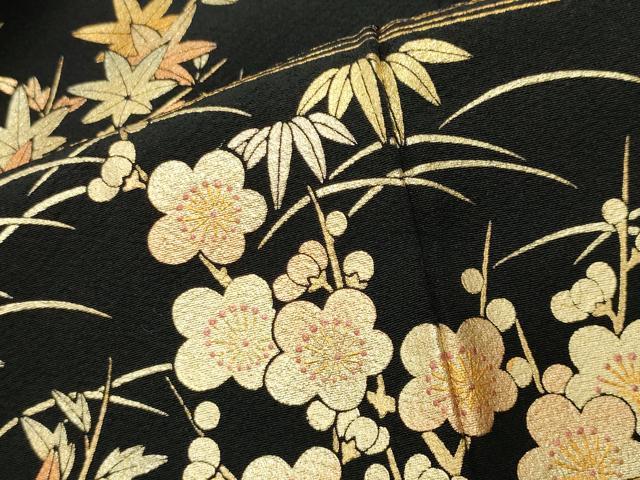 平和屋着物●金彩友禅 卓越技能者・名工・和田光正 黒留袖 流水風景松竹梅文 金銀彩 正絹 逸品 CABI0417gh