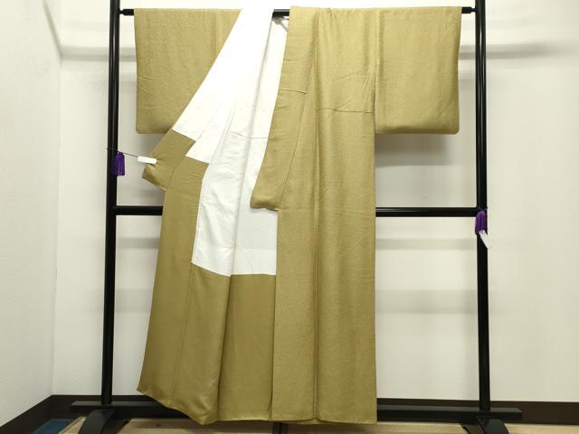 平和屋着物●上質な色無地 吉祥地紋 桑染色 正絹 逸品 CABI0426gh