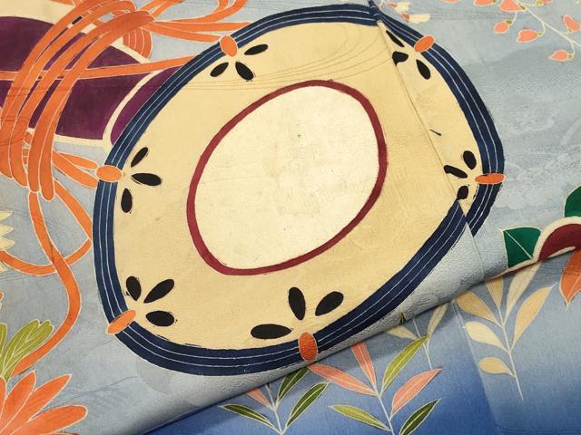 平和屋着物●アンティーク 大正ロマン 色留袖 鼓扇面花文 暈し染め 正絹 逸品 CABI0427gh