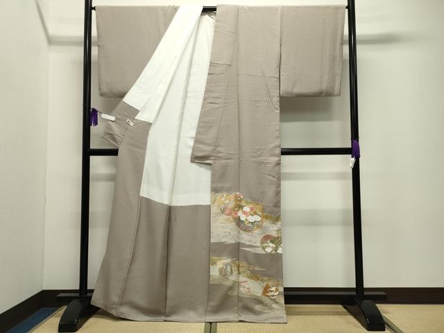 平和屋着物●豪華色留袖 作家物 駒刺繍 流水草花文 金彩 正絹 逸品 CABI0432gh