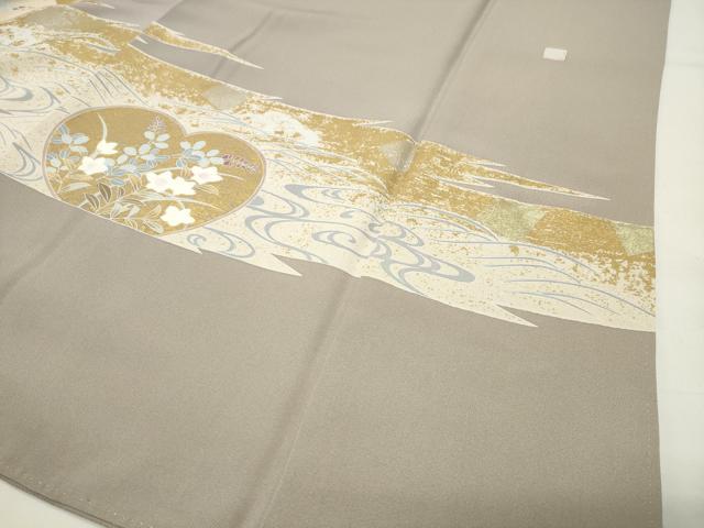平和屋着物●豪華色留袖 作家物 駒刺繍 流水草花文 金彩 正絹 逸品 CABI0432gh