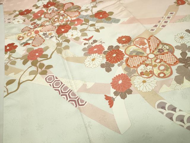 平和屋着物●訪問着 駒刺繍 熨斗花文 暈し染め 金彩 正絹 逸品 CABI0434gh
