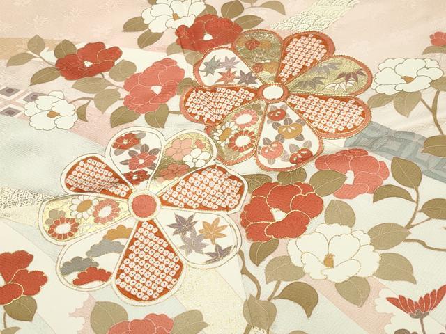 平和屋着物●訪問着 駒刺繍 熨斗花文 暈し染め 金彩 正絹 逸品 CABI0434gh