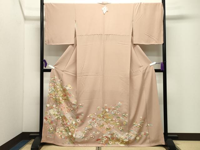 平和屋着物●豪華色留袖 駒刺繍 宝尽くし菱花文 金彩 正絹 逸品 未使用 CABI0459gh
