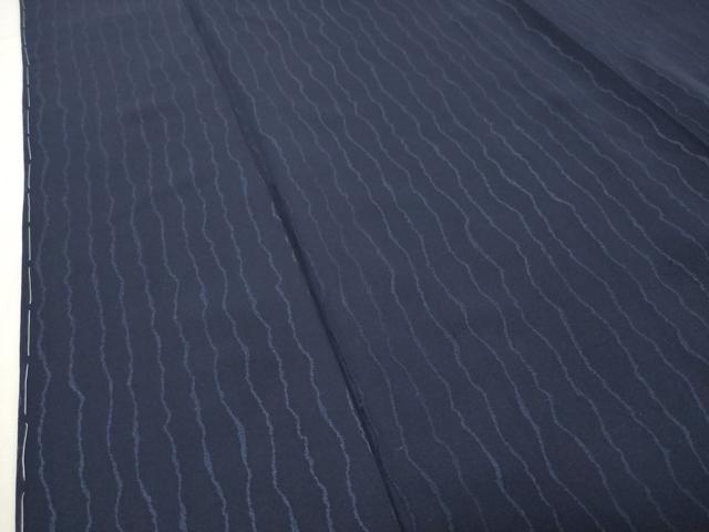 平和屋着物●上質な色無地 よろけ縞地紋 濃藍色 正絹 逸品 未使用 CABI0460gh