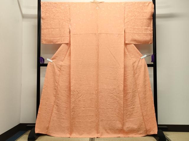 平和屋着物●上質な色無地 吉祥地紋 纁色 正絹 逸品 未使用 CABI0462gh