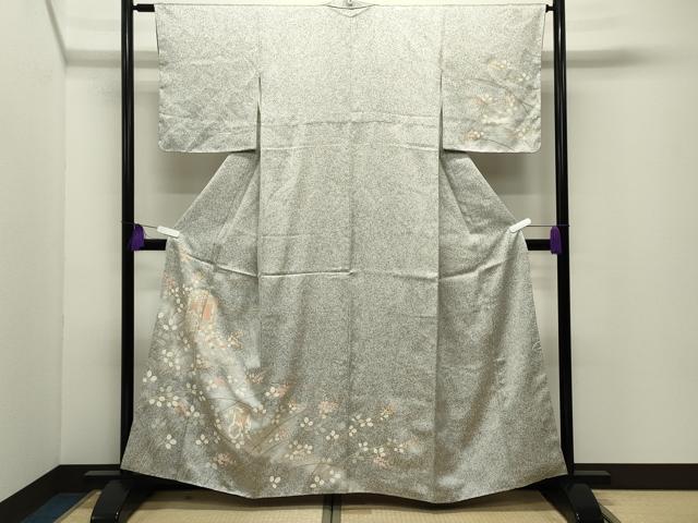 平和屋着物●訪問着 御所車萩文 たたき染め 金彩 正絹 逸品 未使用 CABI0476gh