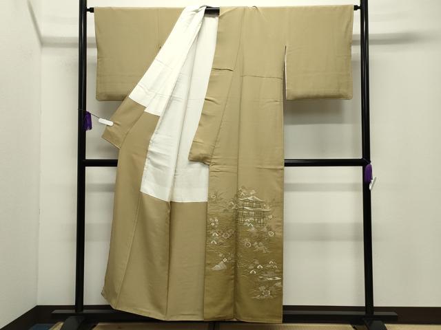 平和屋着物●豪華色留袖 総刺繍 風景草花文 暈し染め 正絹 逸品 CABI0482gh