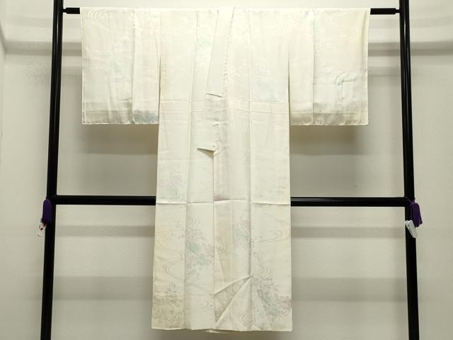 平和屋着物●長襦袢 袷 流水地紙花地紋 暈し染め 正絹 逸品 CABI0484gh