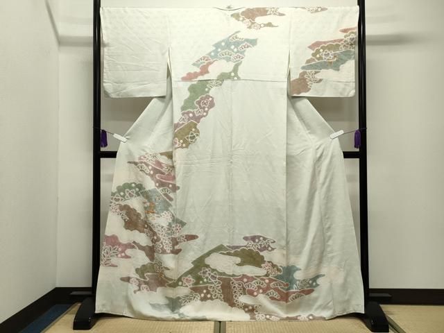 平和屋着物●訪問着 絞り 刺繍 草花文 金彩 正絹 逸品 CABI0485gh