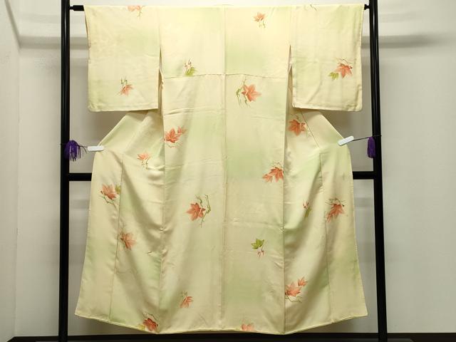 平和屋着物●上質な小紋 地紋起こし 楓文 正絹 逸品 CABI0488gh