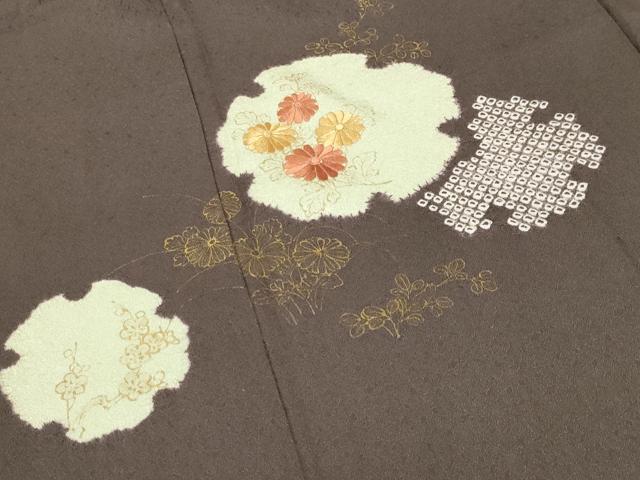 平和屋着物●訪問着 絞り 刺繍 雪輪花文 金彩 正絹 逸品 CABI0497gh