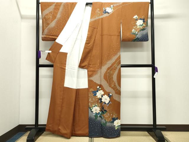 平和屋着物●訪問着 絞り 花唐草文 金銀彩 正絹 逸品 CABI0500gh