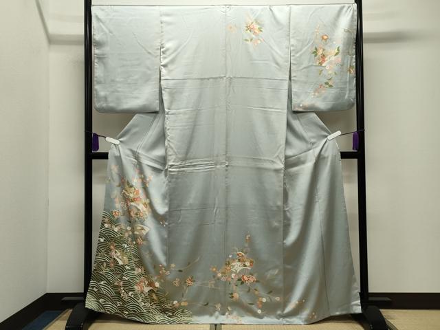 平和屋着物●訪問着 立波扇面花文 暈し染め 金彩 正絹 逸品 CABI0502gh