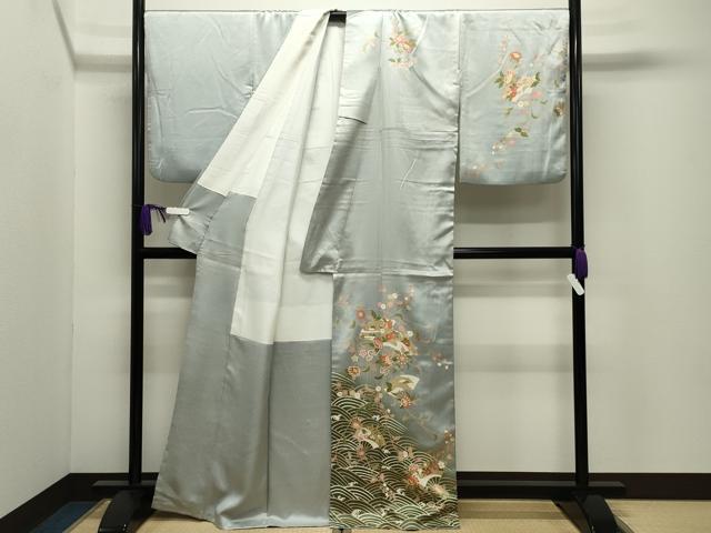 平和屋着物●訪問着 立波扇面花文 暈し染め 金彩 正絹 逸品 CABI0502gh