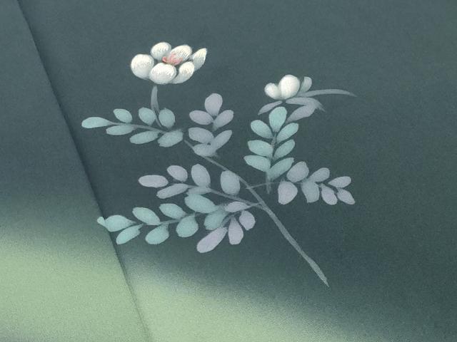 平和屋着物●訪問着 作家物 手描き 刺繍 草花文 暈し染め 金彩 ロング丈 正絹 逸品 CABI0503gh