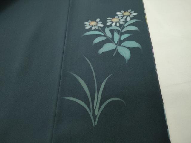 平和屋着物●訪問着 作家物 手描き 刺繍 草花文 暈し染め 金彩 ロング丈 正絹 逸品 CABI0503gh