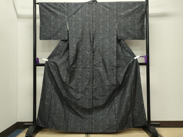平和屋着物●本場大島紬 花唐草間道 正絹 逸品 CABI0505gh