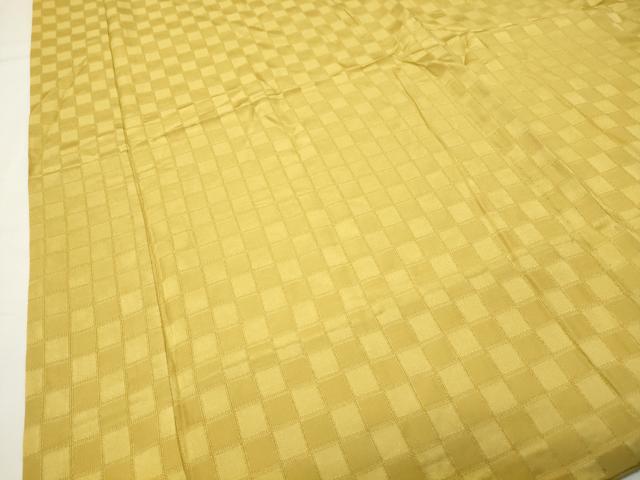 平和屋着物●長襦袢 無双仕立て 色無地 作家物 いろ遊び 市松地紋 芥子色 正絹 逸品 CABI0510gh