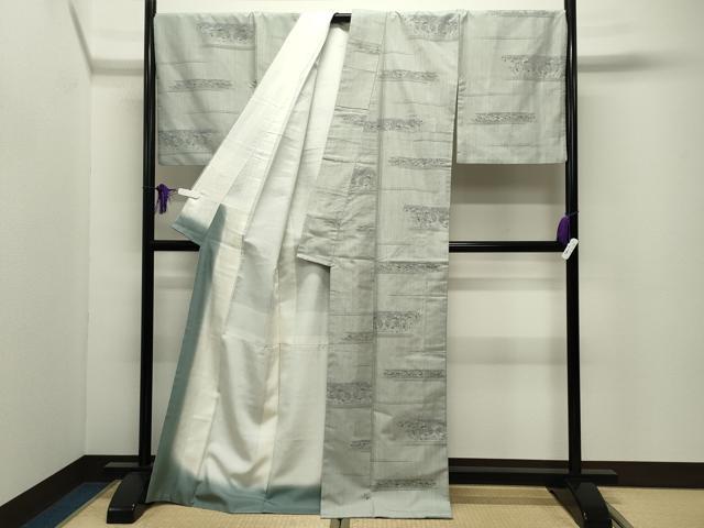 平和屋着物●小千谷紬 100亀甲 鳳凰花唐草文 正絹 逸品 CABI0518gh
