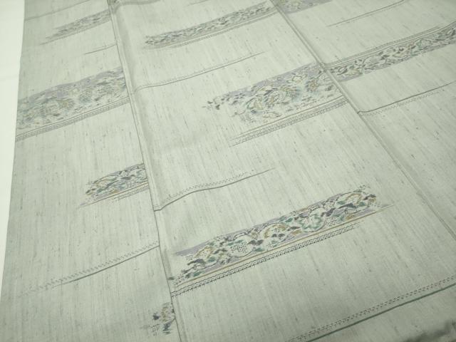 平和屋着物●小千谷紬 100亀甲 鳳凰花唐草文 正絹 逸品 CABI0518gh