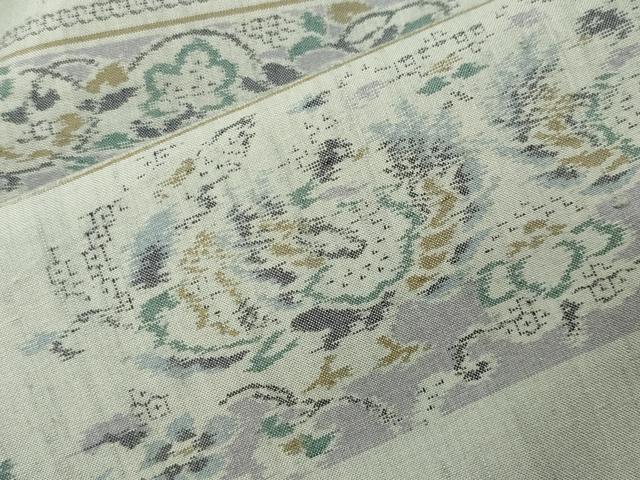 平和屋着物●小千谷紬 100亀甲 鳳凰花唐草文 正絹 逸品 CABI0518gh