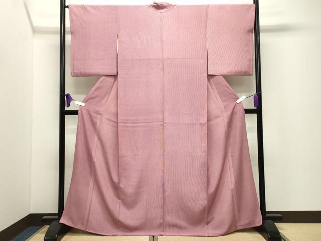 平和屋着物●江戸小紋 作家物 万筋 葡萄色×象牙色 正絹 逸品 CABI0529gh