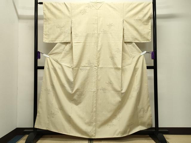 平和屋着物●結城紬 80亀甲 飛び亀甲柄 花唐草文 正絹 逸品 未使用 CABI0534gh