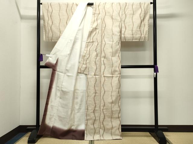 平和屋着物●ぜんまい紬 竹田省三作 よろけ縞 証紙付き 正絹 逸品 未使用 CABI0539gh