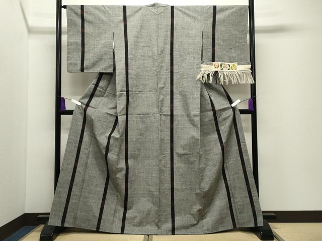 平和屋着物●結城紬 80亀甲 間道 証紙付き 正絹 逸品 未使用 CABI0550gh