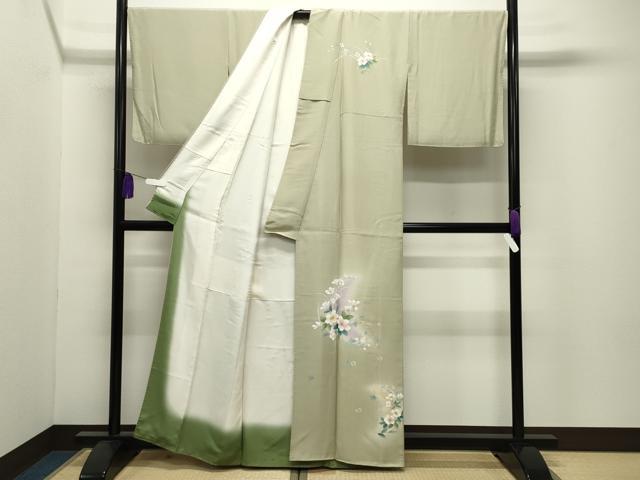 平和屋着物●訪問着 手描き 草花文 暈し染め 正絹 逸品 CABI0551gh