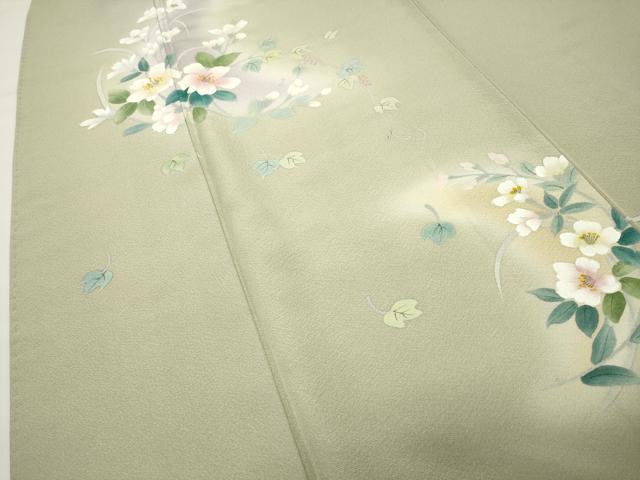 平和屋着物●訪問着 手描き 草花文 暈し染め 正絹 逸品 CABI0551gh