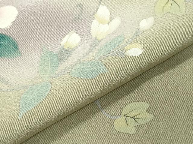 平和屋着物●訪問着 手描き 草花文 暈し染め 正絹 逸品 CABI0551gh