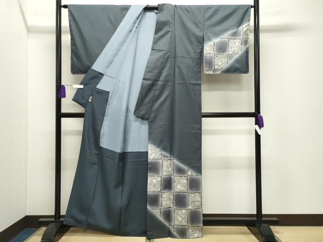 平和屋着物●中国三大刺繍スワトウ刺繍本場縞大島紬訪問着駒刺繍フクロウ市松舞桜文金糸ますいわ屋扱い 正絹 逸品 未使用 CABI0553gh