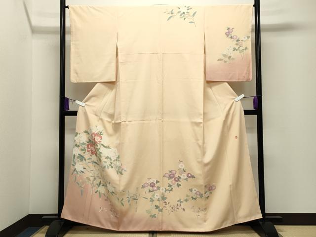 平和屋着物●本加賀友禅作家 談議所栄二 訪問着 枝花文 暈し染め 正絹 逸品 CABI0559gh