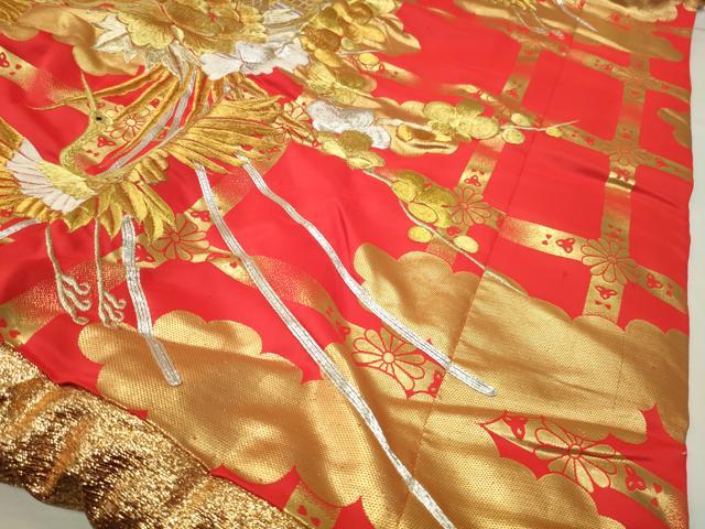 平和屋本店●色打掛 お引きずり 和装 婚礼 結婚式 花嫁 神社挙式 駒刺繍 御所車飛鶴花文 金銀糸 逸品 CABI0561gh