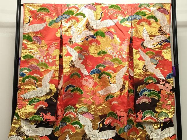 平和屋本店●色打掛 お引きずり 和装 婚礼 結婚式 花嫁 神社挙式 唐織 飛鶴梅松文 金糸 逸品 CABI0562gh
