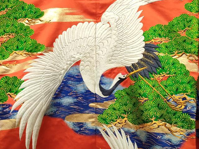 平和屋本店●色打掛 お引きずり 和装 婚礼 結婚式 花嫁 神社挙式 刺繍 群鶴松文 金糸 逸品 CABI0563gh