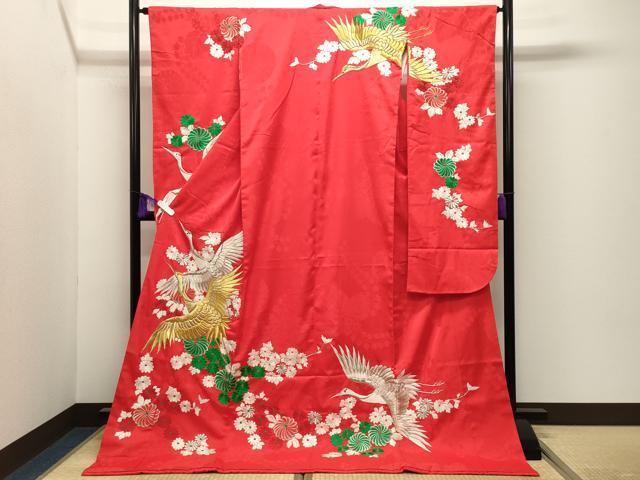 平和屋本店●お引きずり・お引き摺り・引き振袖 和装 結婚式 舞妓 芸妓 芸者 衣装 総刺繍 飛鶴花文 金銀糸 CABI0564gh