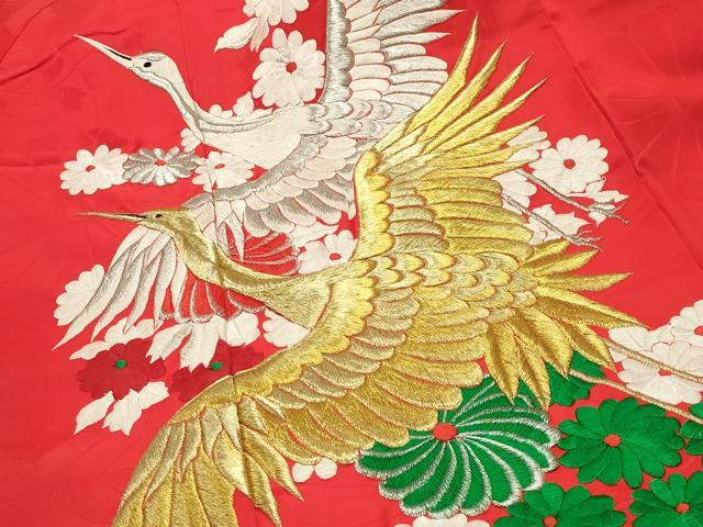 平和屋本店●お引きずり・お引き摺り・引き振袖 和装 結婚式 舞妓 芸妓 芸者 衣装 総刺繍 飛鶴花文 金銀糸 CABI0564gh