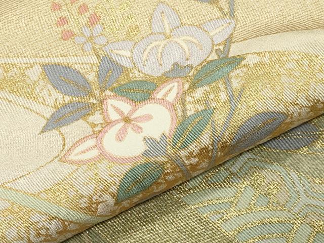 平和屋着物●訪問着 流水草花文 暈し染め 金彩 正絹 逸品 CABI0572gh