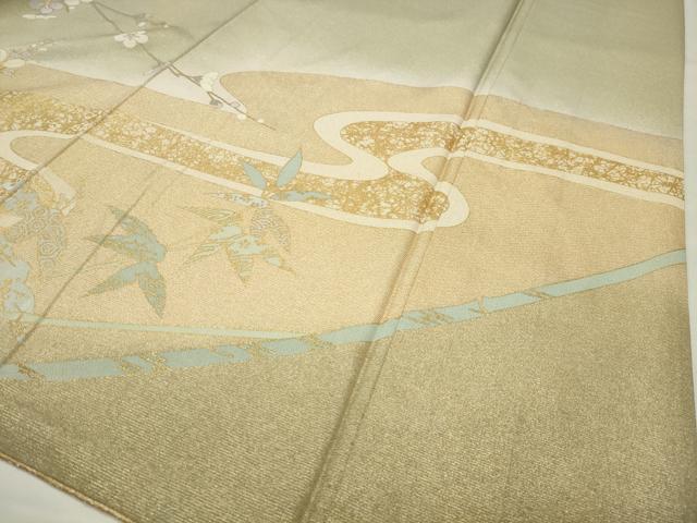 平和屋着物●訪問着 流水草花文 暈し染め 金彩 正絹 逸品 CABI0572gh