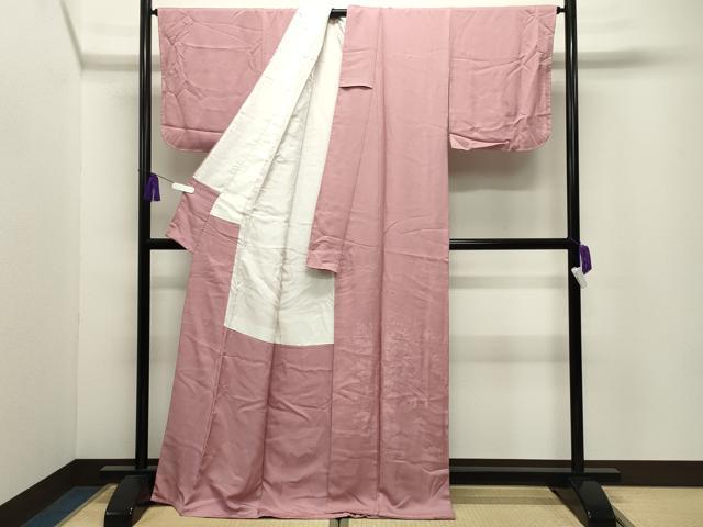 平和屋着物●無地絵羽訪問着 風景地紋 鴇色 ロング丈 正絹 逸品 未使用 CABI0574gh