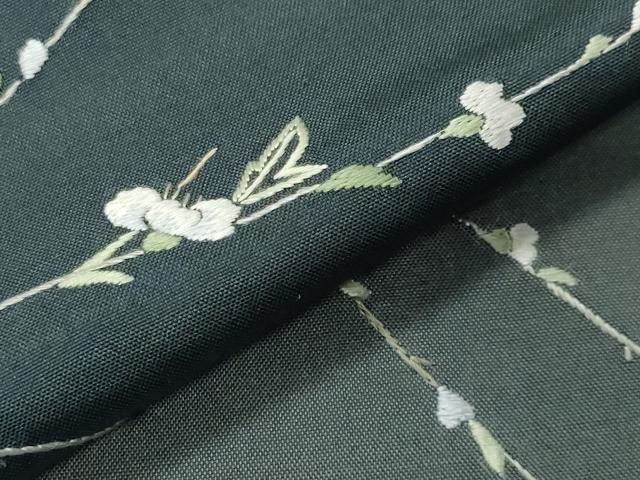 平和屋着物●訪問着 本場縞大島紬 作家物 総刺繍 枝花文 正絹 逸品 CABI0575gh