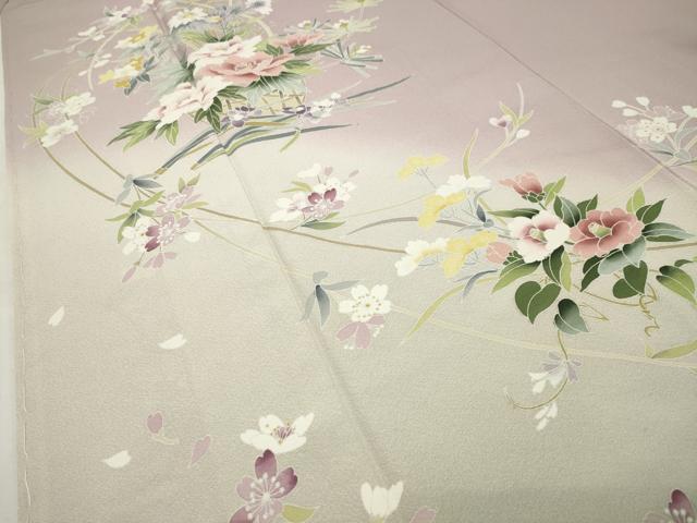 平和屋着物●訪問着 友禅 花籠文 暈し染め 正絹 逸品 未使用 CABI0579gh