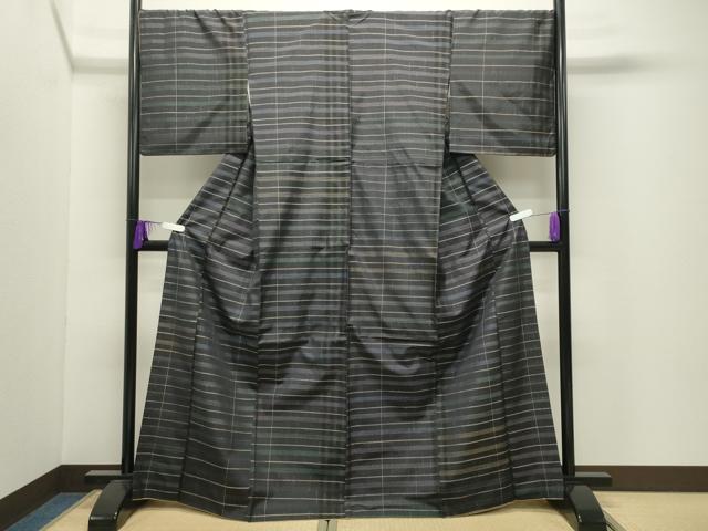 平和屋着物●本場大島紬 横段文 正絹 逸品 CABI0581gh