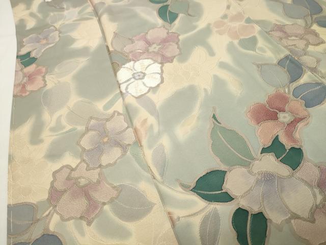 平和屋着物●上質な小紋 地紋起こし 草花文 正絹 逸品 未使用 CABI0594gh